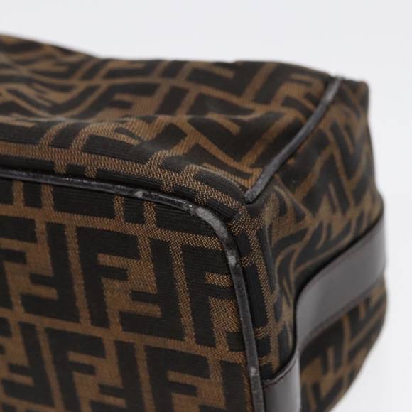 FENDI Zucca Canvas Vanity Pouch Brown Black Silver Auth 87877 - Picture 9 of 16